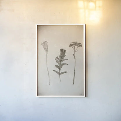 Wildflower Journal Vintage X by Nathan Larson. shown as a paper print in a white frame. Available as a archival giclee rolled canvas, fine art paper, or poster print. SKU 97528h.