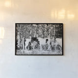 Winter Herd by Nathan Larson. shown as a paper print in a black flame. Available as a archival giclee rolled canvas, fine art paper, or poster print. SKU 97360i.