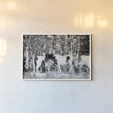 Winter Herd by Nathan Larson. shown as a paper print in a white frame. Available as a archival giclee rolled canvas, fine art paper, or poster print. SKU 97360i.