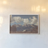 Wyoming Mountain Lazy Days by Nathan Larson. shown as a paper print in a white frame. Available as a archival giclee rolled canvas, fine art paper, or poster print. SKU 92600i.