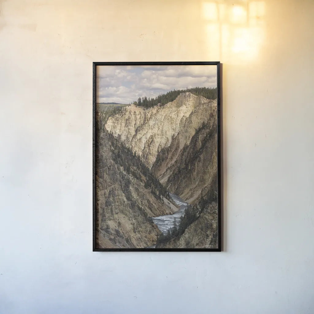 Yellowstone Summer by Nathan Larson. shown as a paper print in a black flame. Available as a archival giclee rolled canvas, fine art paper, or poster print. SKU 92471h.