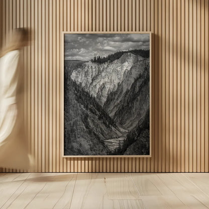 Yellowstone Summers Black and White by Nathan Larson. shown as over sized large wall art. Available as an archival giclee rolled canvas, fine art paper, or poster print. SKU 92472h.