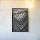 Yellowstone Summers Black and White by Nathan Larson. shown as a paper print in a black flame. Available as a archival giclee rolled canvas, fine art paper, or poster print. SKU 92472h.