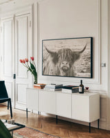 You Have My Attention by Nathan Larson. shown as a framed stretched canvas in a living room above a console. Available as a archival giclee rolled canvas, fine art paper, or poster print. SKU 77818i.