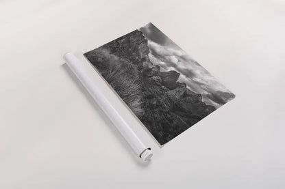 Zion National Park Storms BW by Nathan Larson. shown as a rolled paper print. Available as archival giclee rolled canvas, fine art paper, or poster print. SKU 95630i.