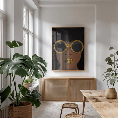 Accessorize I by Omar Escalante. shown as a print in a natural wood frame in a dining room. Available as a archival giclee rolled canvas, fine art paper, or poster print. SKU 71783h.