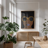 Accessorize I Peri Lips by Omar Escalante. shown as a print in a natural wood frame in a dining room. Available as a archival giclee rolled canvas, fine art paper, or poster print. SKU 77086h.