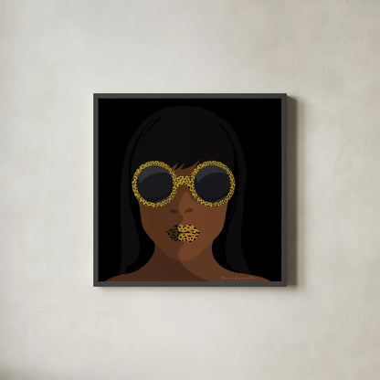Accessorize I Square by Omar Escalante. Shown in a sleek black glass frame for a contemporary gallery look. Available as an archival giclee rolled canvas, fine art paper, or poster print. SKU 78265a.