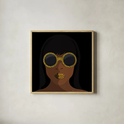Accessorize I Square by Omar Escalante. Shown in a natural wood glass frame for a timeless modern aesthetic. Available as an archival giclee rolled canvas, fine art paper, or poster print. SKU 78265a.