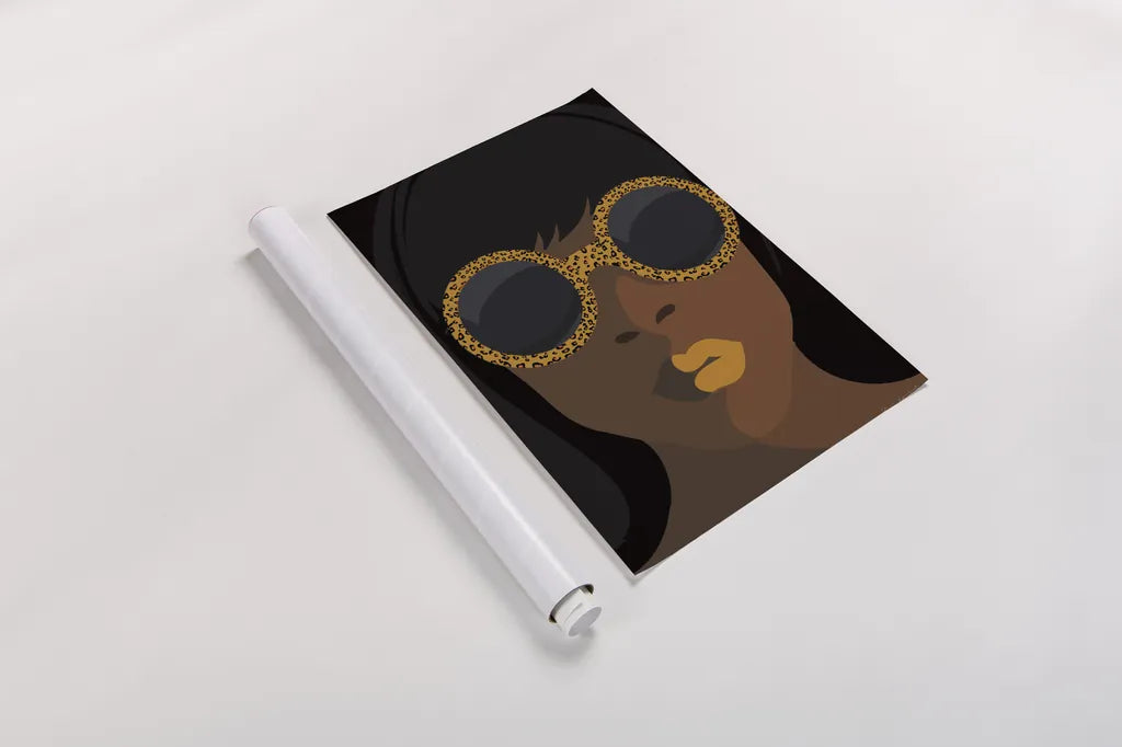 Accessorize I Yellow Lips by Omar Escalante. shown as a rolled paper print. Available as archival giclee rolled canvas, fine art paper, or poster print. SKU 77084h.