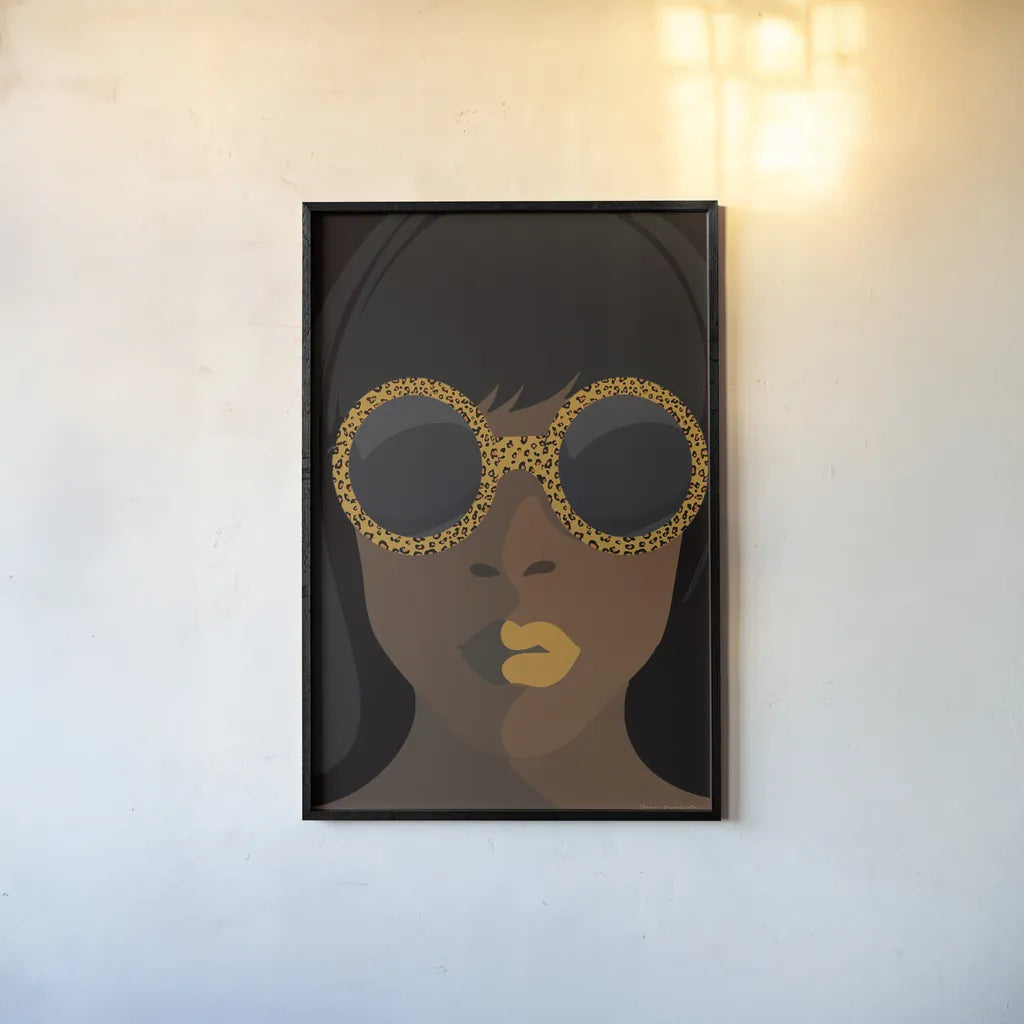 Accessorize I Yellow Lips by Omar Escalante. shown as a paper print in a black flame. Available as a archival giclee rolled canvas, fine art paper, or poster print. SKU 77084h.