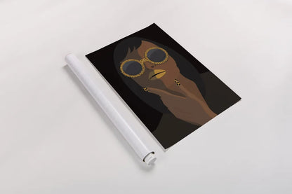 Accessorize II Yellow Lips by Omar Escalante. shown as a rolled paper print. Available as archival giclee rolled canvas, fine art paper, or poster print. SKU 77085h.