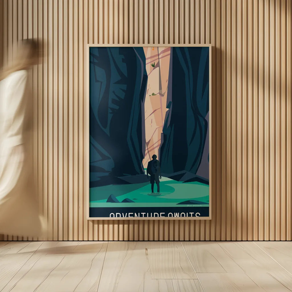 Adventure Awaits by Omar Escalante. shown as over sized large wall art. Available as an archival giclee rolled canvas, fine art paper, or poster print. SKU 65932h.