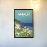 Amalfi by Omar Escalante. shown as a paper print in a black flame. Available as a archival giclee rolled canvas, fine art paper, or poster print. SKU 62762h.