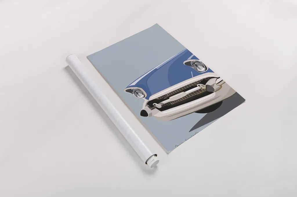 American Vintage Car II by Omar Escalante. shown as a rolled paper print. Available as archival giclee rolled canvas, fine art paper, or poster print. SKU 70263h.