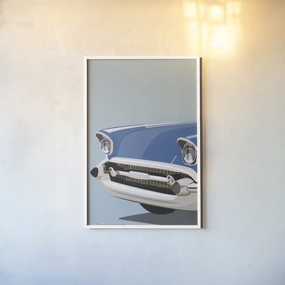 American Vintage Car II by Omar Escalante. shown as a paper print in a white frame. Available as a archival giclee rolled canvas, fine art paper, or poster print. SKU 70263h.