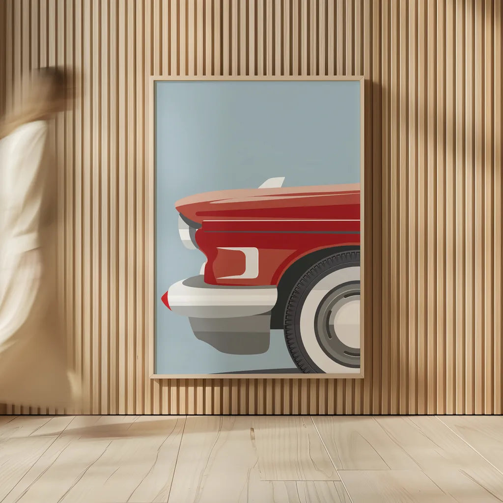 Amrican Vintage Car III by Omar Escalante. shown as over sized large wall art. Available as an archival giclee rolled canvas, fine art paper, or poster print. SKU 70264h.