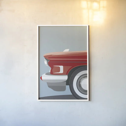 Amrican Vintage Car III by Omar Escalante. shown as a paper print in a white frame. Available as a archival giclee rolled canvas, fine art paper, or poster print. SKU 70264h.