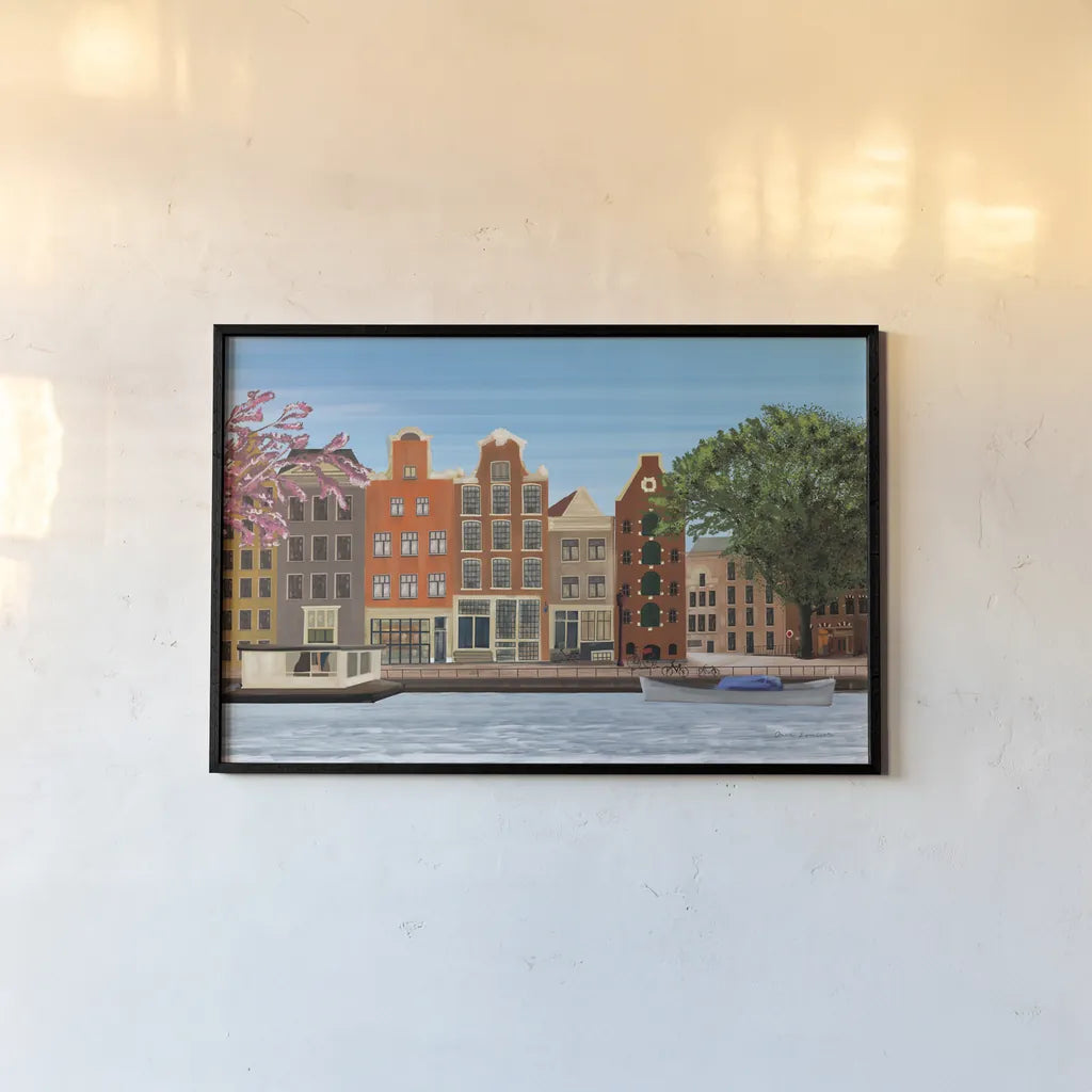 Amsterdam by Omar Escalante. shown as a paper print in a black flame. Available as a archival giclee rolled canvas, fine art paper, or poster print. SKU 75979i.