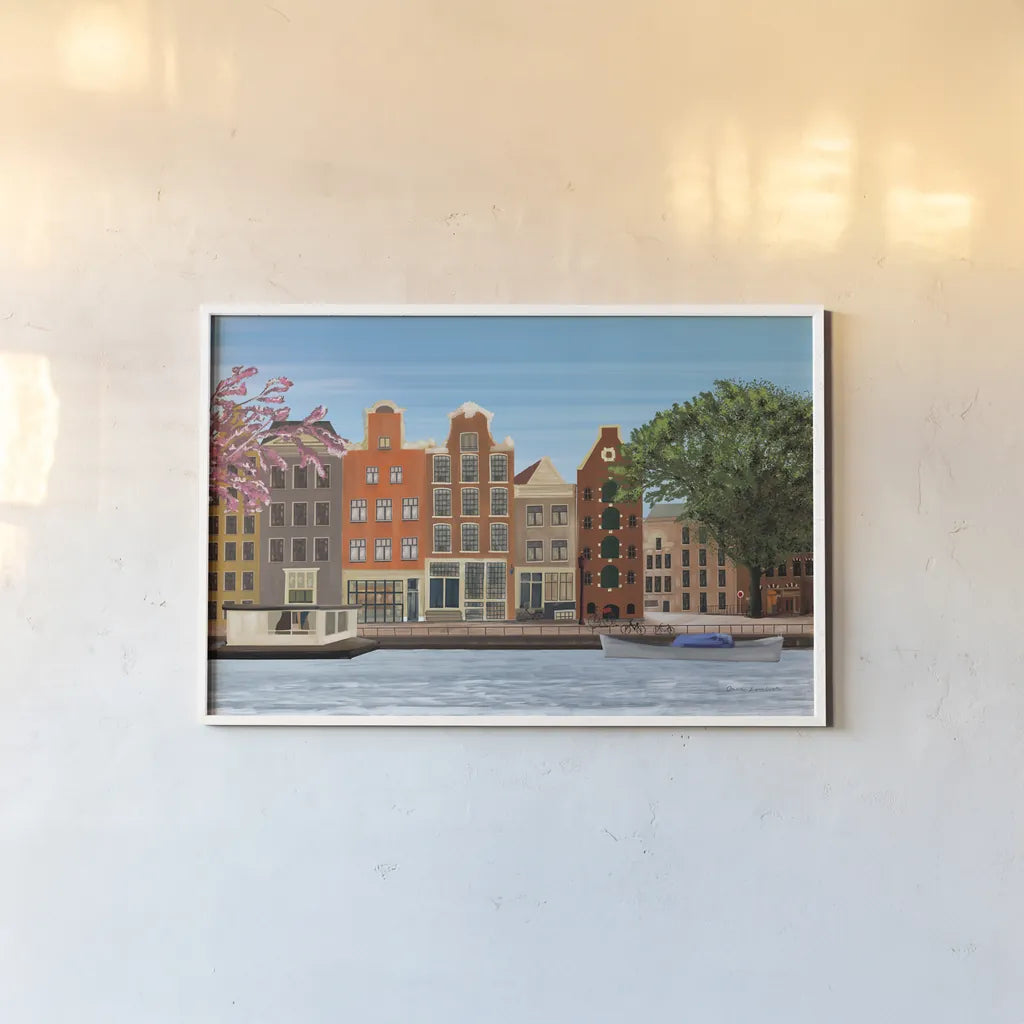 Amsterdam by Omar Escalante. shown as a paper print in a white frame. Available as a archival giclee rolled canvas, fine art paper, or poster print. SKU 75979i.