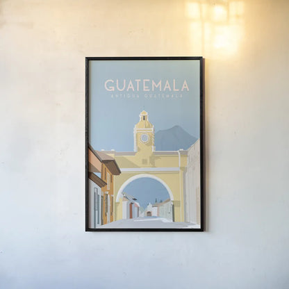 Antigua Guatemala by Omar Escalante. shown as a paper print in a black flame. Available as a archival giclee rolled canvas, fine art paper, or poster print. SKU 71457h.