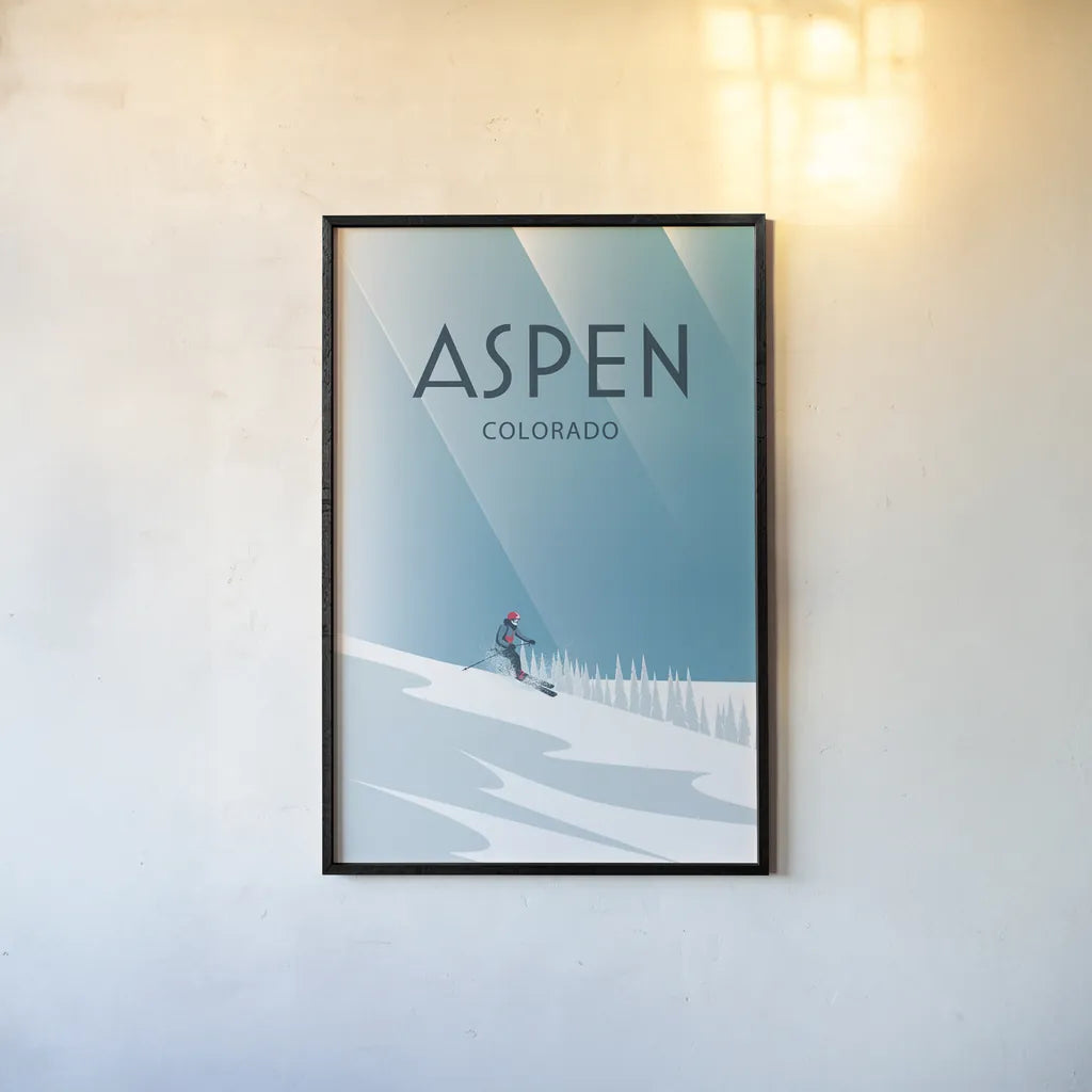 Aspen by Omar Escalante. shown as a paper print in a black flame. Available as a archival giclee rolled canvas, fine art paper, or poster print. SKU 64916h.