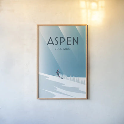 Aspen by Omar Escalante. shown as a paper print in a natural frame. Available as a archival giclee rolled canvas, fine art paper, or poster print. SKU 64916h.
