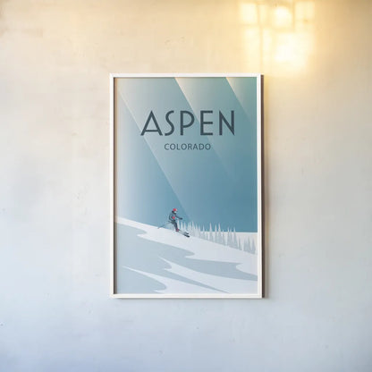 Aspen by Omar Escalante. shown as a paper print in a white frame. Available as a archival giclee rolled canvas, fine art paper, or poster print. SKU 64916h.