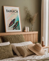 Bangkok Thailand by Omar Escalante. shown as a paper print in a natural frame. Available as a archival giclee rolled canvas, fine art paper, or poster print. SKU 62763h.