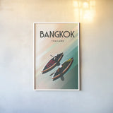Bangkok Thailand by Omar Escalante. shown as a paper print in a white frame. Available as a archival giclee rolled canvas, fine art paper, or poster print. SKU 62763h.