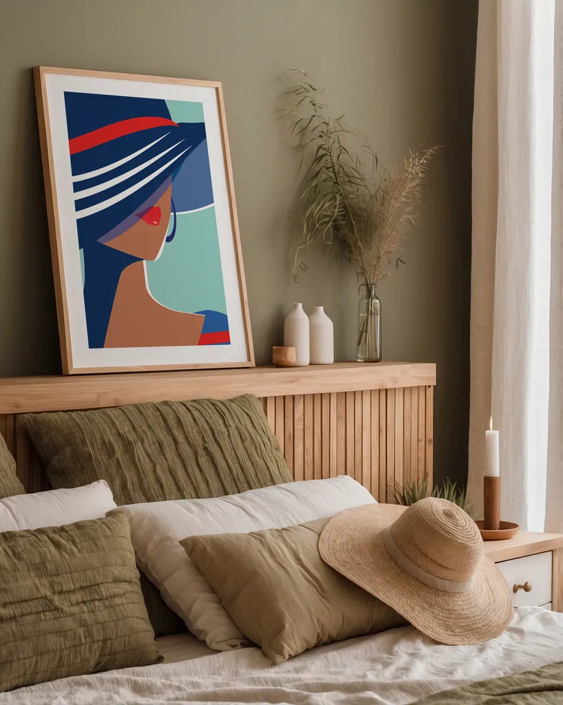Beach Chic I by Omar Escalante. shown as a paper print in a natural frame. Available as a archival giclee rolled canvas, fine art paper, or poster print. SKU 64637h.