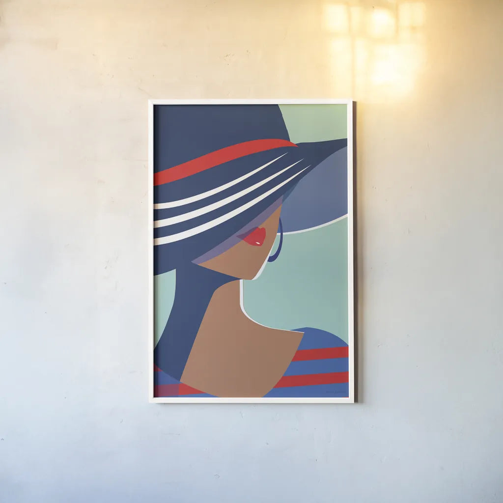 Beach Chic I by Omar Escalante. shown as a paper print in a white frame. Available as a archival giclee rolled canvas, fine art paper, or poster print. SKU 64637h.