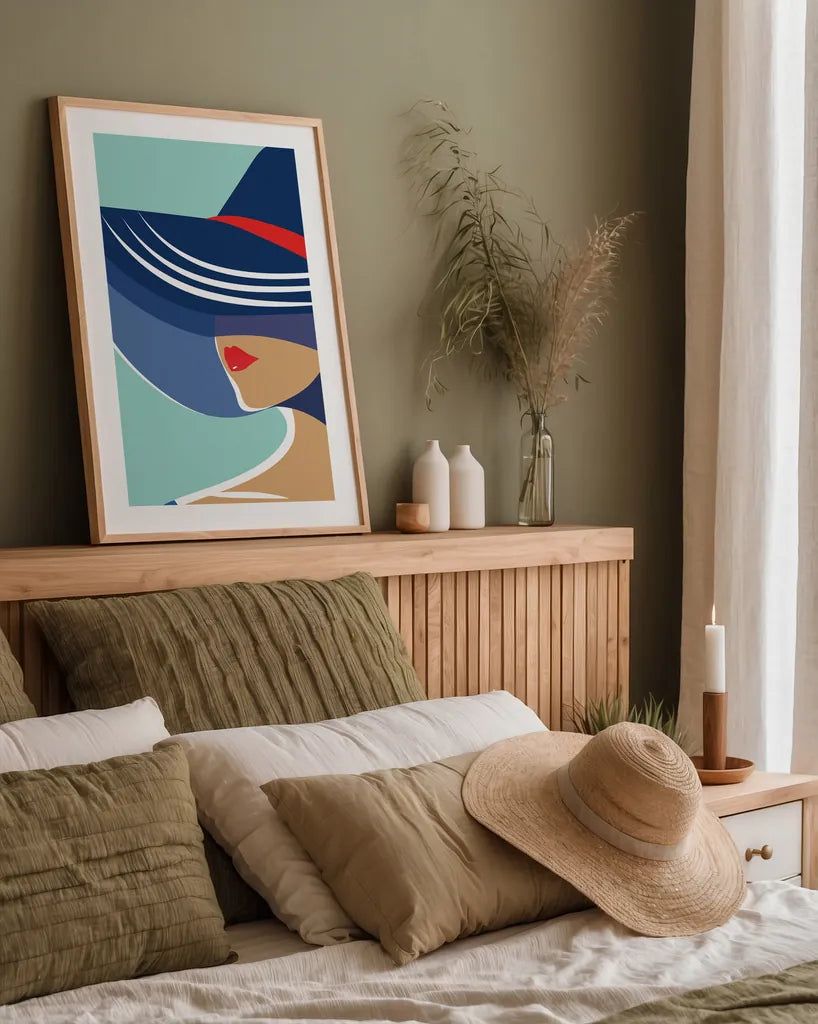 Beach Chic II by Omar Escalante. shown as a paper print in a natural frame. Available as a archival giclee rolled canvas, fine art paper, or poster print. SKU 64638h.