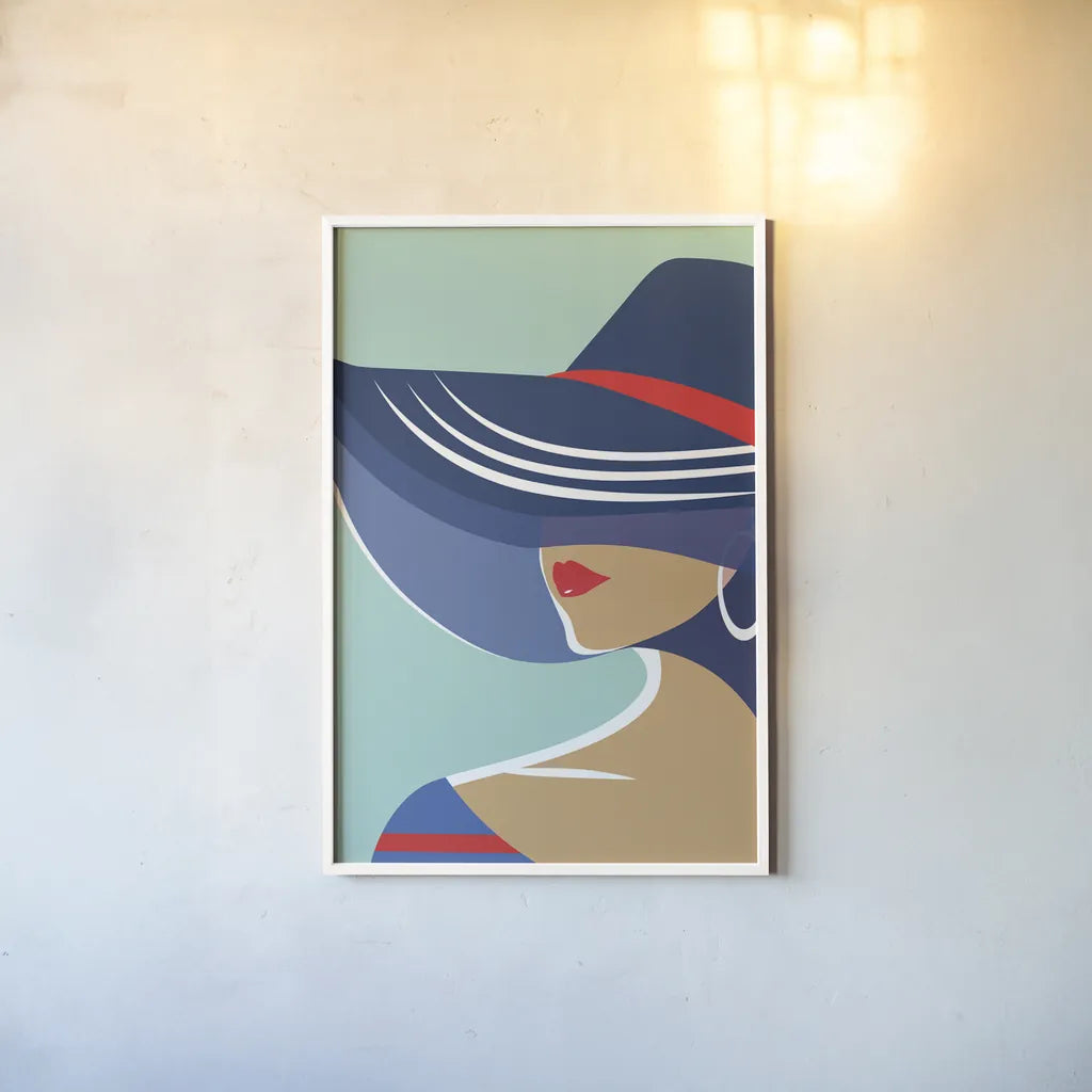 Beach Chic II by Omar Escalante. shown as a paper print in a white frame. Available as a archival giclee rolled canvas, fine art paper, or poster print. SKU 64638h.
