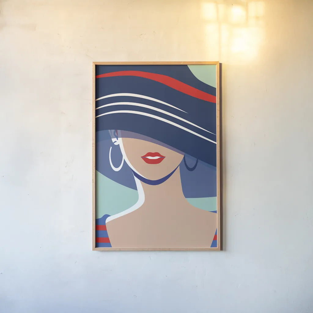 Beach Chic III by Omar Escalante. shown as a paper print in a natural frame. Available as a archival giclee rolled canvas, fine art paper, or poster print. SKU 65406h.