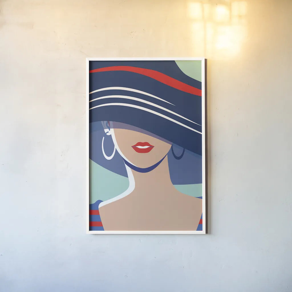 Beach Chic III by Omar Escalante. shown as a paper print in a white frame. Available as a archival giclee rolled canvas, fine art paper, or poster print. SKU 65406h.