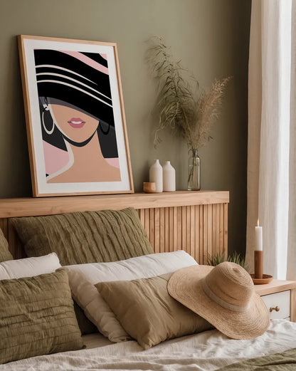 Beach Chic III Blush by Omar Escalante. shown as a paper print in a natural frame. Available as a archival giclee rolled canvas, fine art paper, or poster print. SKU 67376h.