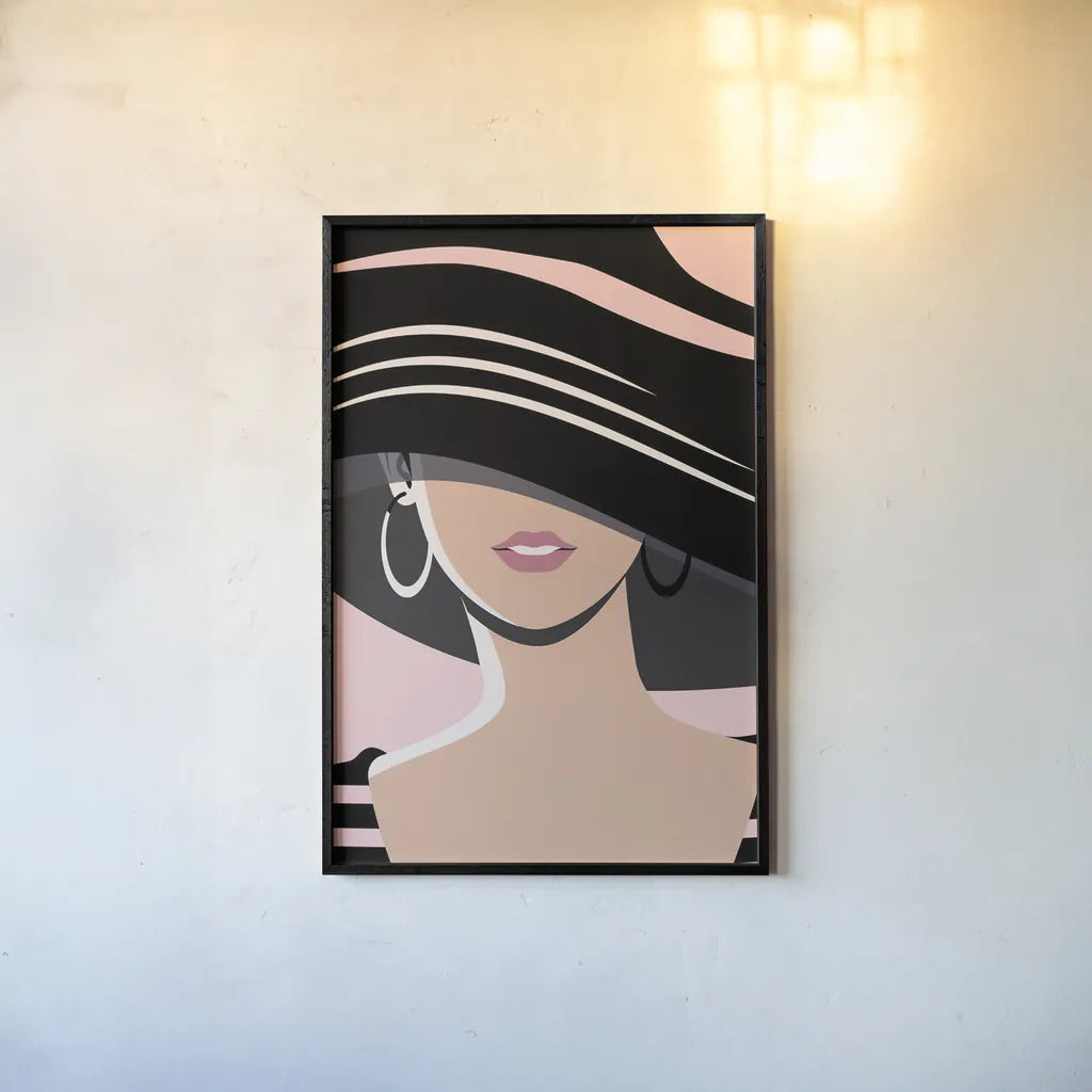 Beach Chic III Blush by Omar Escalante. shown as a paper print in a black flame. Available as a archival giclee rolled canvas, fine art paper, or poster print. SKU 67376h.