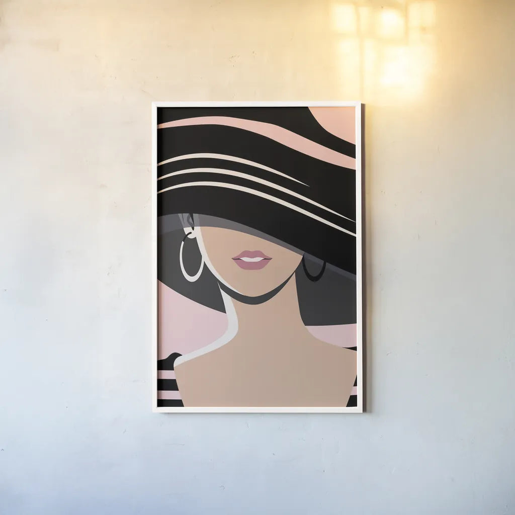 Beach Chic III Blush by Omar Escalante. shown as a paper print in a white frame. Available as a archival giclee rolled canvas, fine art paper, or poster print. SKU 67376h.