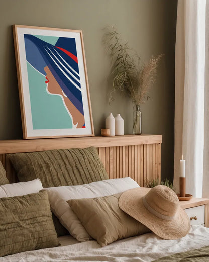 Beach Chic IV by Omar Escalante. shown as a paper print in a natural frame. Available as a archival giclee rolled canvas, fine art paper, or poster print. SKU 65407h.