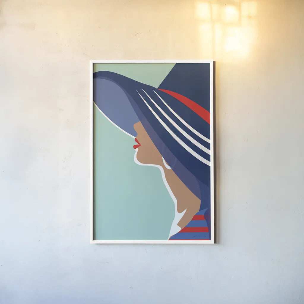 Beach Chic IV by Omar Escalante. shown as a paper print in a white frame. Available as a archival giclee rolled canvas, fine art paper, or poster print. SKU 65407h.