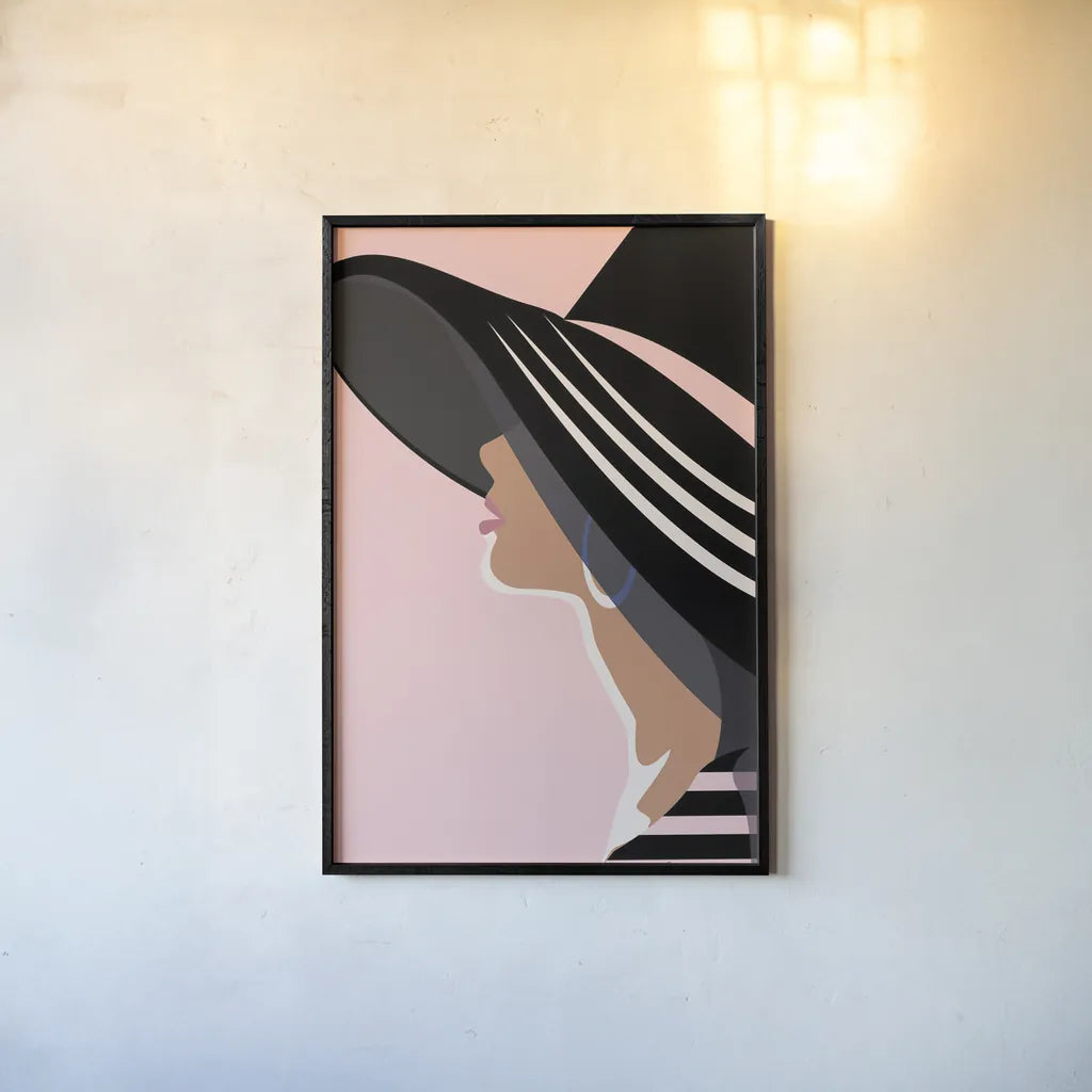 Beach Chic IV Blush by Omar Escalante. shown as a paper print in a black flame. Available as a archival giclee rolled canvas, fine art paper, or poster print. SKU 67377h.