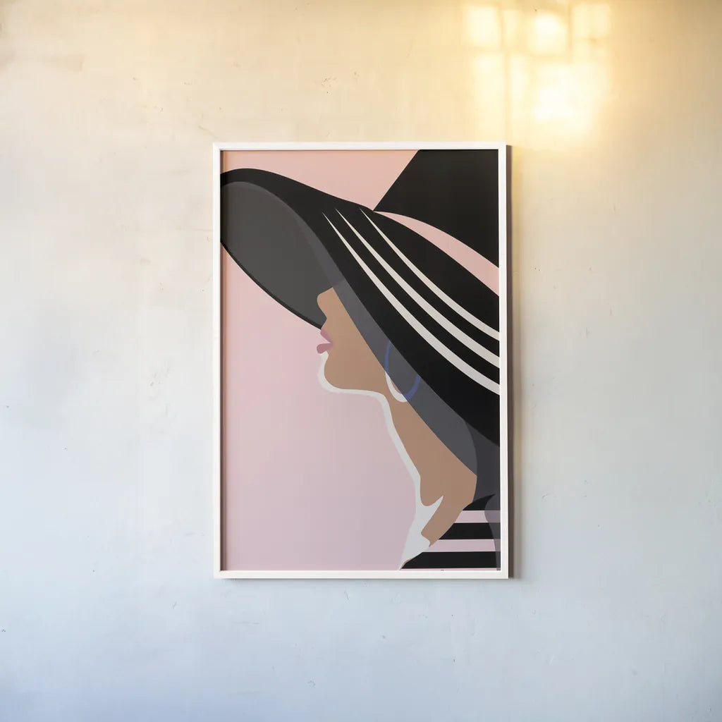 Beach Chic IV Blush by Omar Escalante. shown as a paper print in a white frame. Available as a archival giclee rolled canvas, fine art paper, or poster print. SKU 67377h.