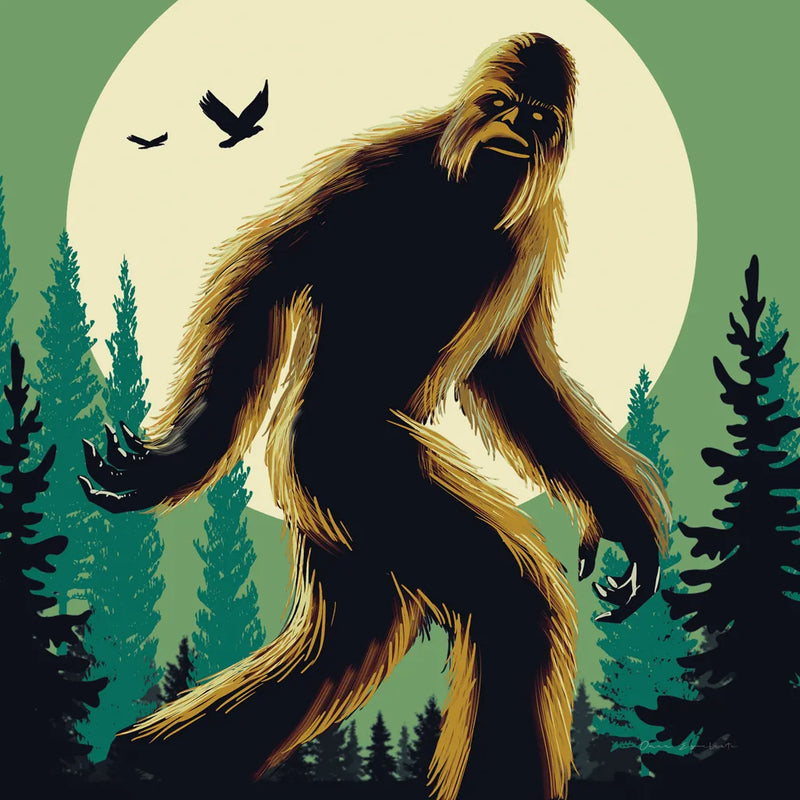 Bigfoot Lake Front Green by Omar Escalante. SKU 99935a. Archival Giclee Fine art print for wall decor.