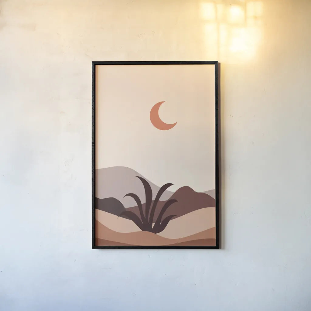 Boho Desert II by Omar Escalante. shown as a paper print in a black flame. Available as a archival giclee rolled canvas, fine art paper, or poster print. SKU 90457h.