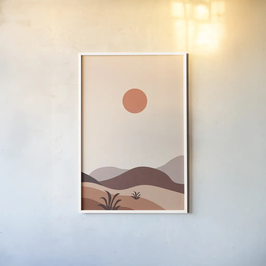 Boho Desert III by Omar Escalante. shown as a paper print in a white frame. Available as a archival giclee rolled canvas, fine art paper, or poster print. SKU 90458h.