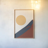 Boho Landscape I by Omar Escalante. shown as a paper print in a natural frame. Available as a archival giclee rolled canvas, fine art paper, or poster print. SKU 90451h.