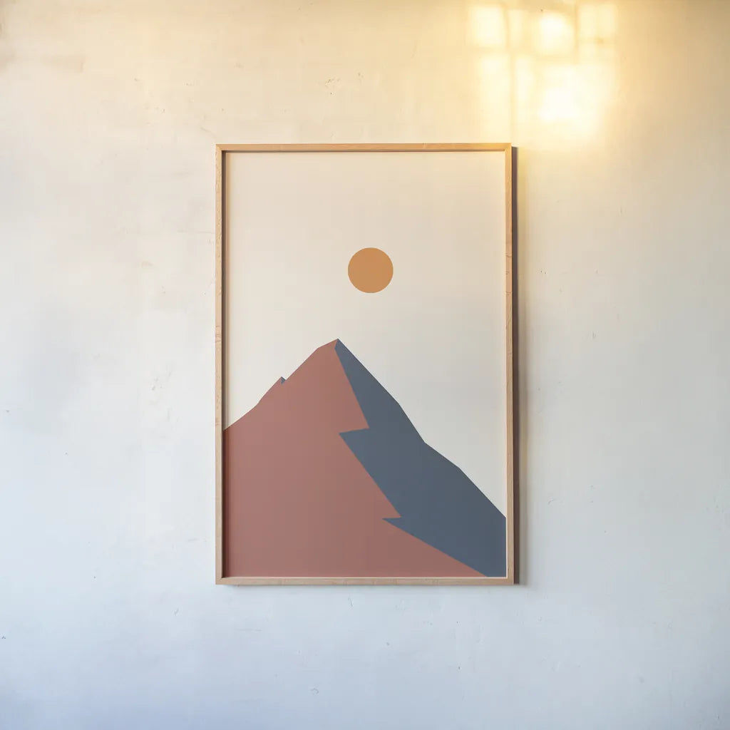 Boho Landscape III by Omar Escalante. shown as a paper print in a natural frame. Available as a archival giclee rolled canvas, fine art paper, or poster print. SKU 90702h.