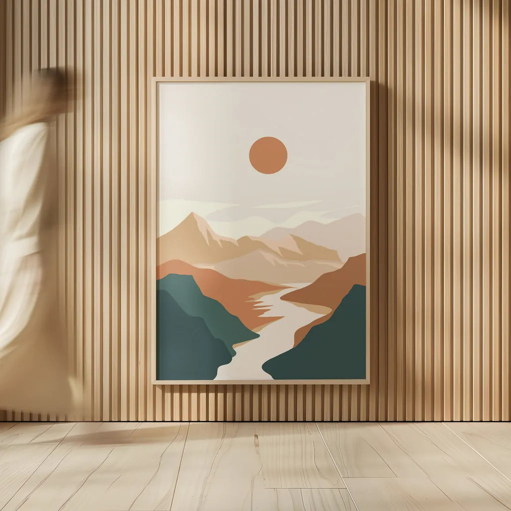 Boho Valley I by Omar Escalante. shown as over sized large wall art. Available as an archival giclee rolled canvas, fine art paper, or poster print. SKU 90453h.