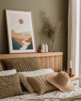 Boho Valley I by Omar Escalante. shown as a paper print in a natural frame. Available as a archival giclee rolled canvas, fine art paper, or poster print. SKU 90453h.